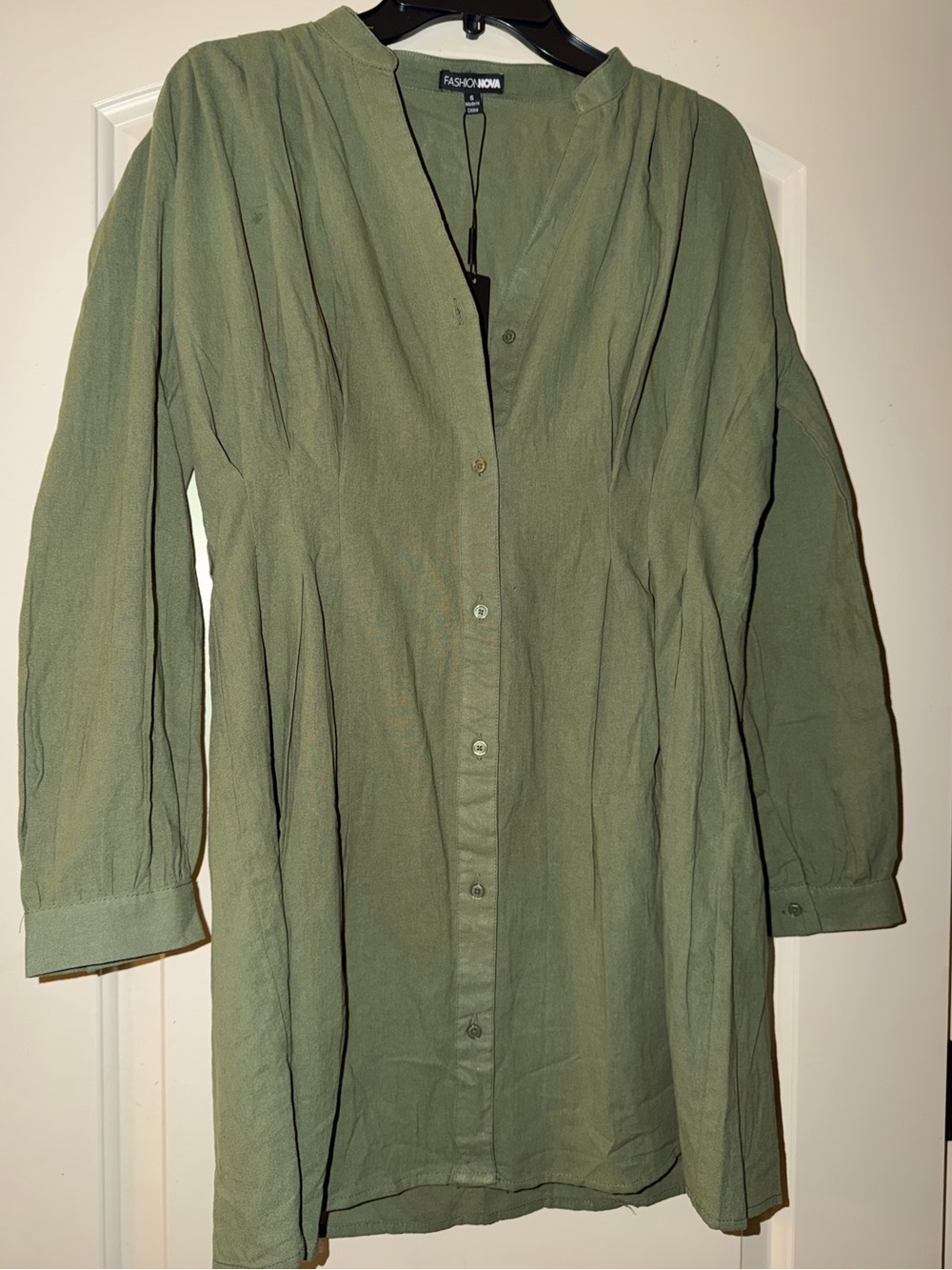 Fashion Nova Olive Tunic Button-Down Dress